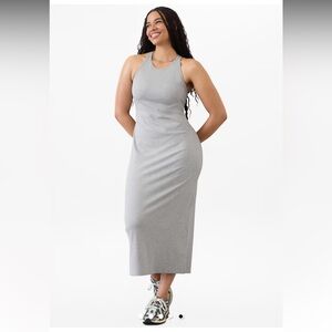 athleta black maxi dress ATHLETA Black White Multi Print Maxi Length Size LARGE (L) Dress   ReturnStyle